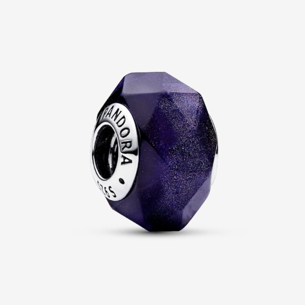 Pandora Faceted Blue Murano Glass Charm 792984c00Sterling silver NWT